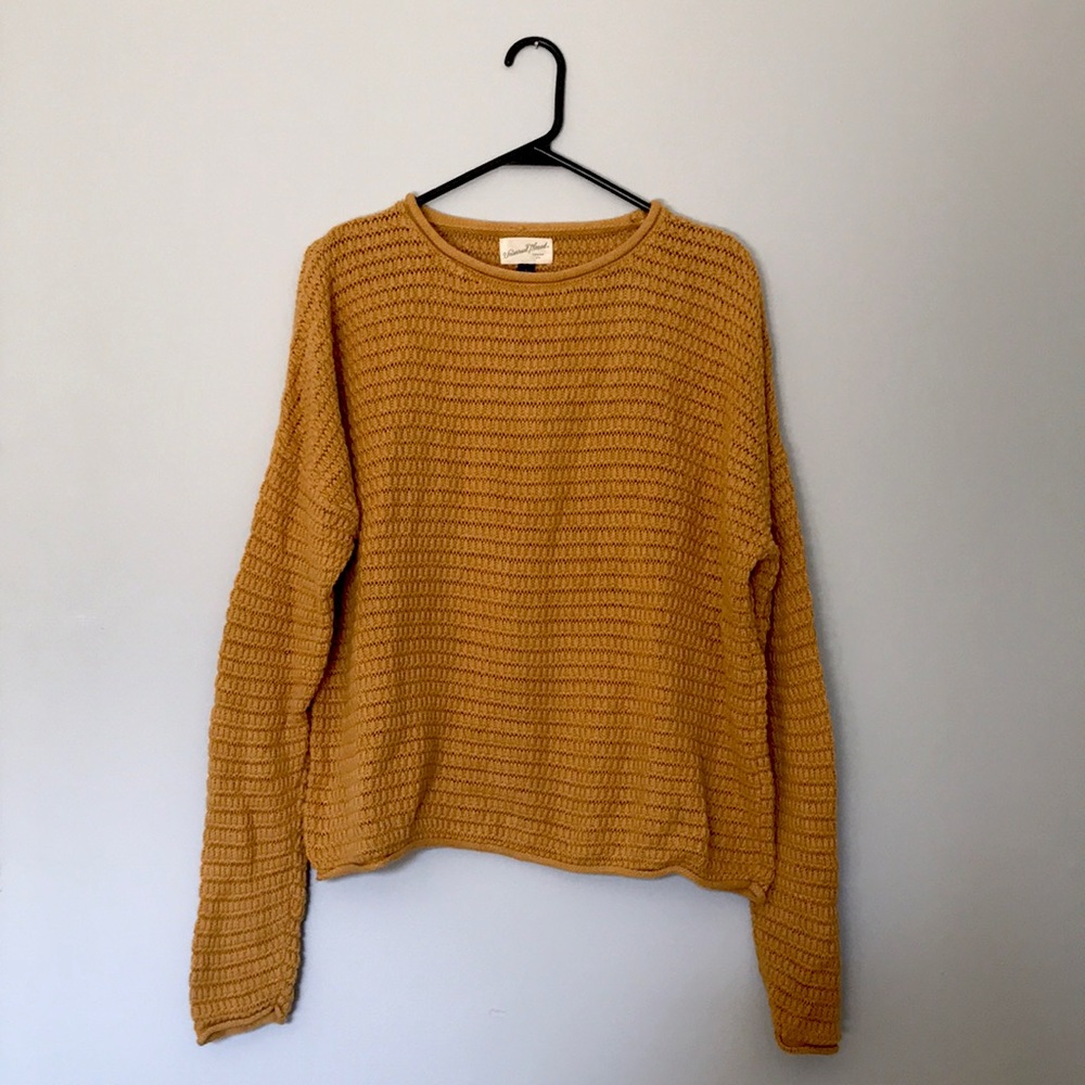 Sunshine yellow open-knit sweater size L: Target Universal Thread